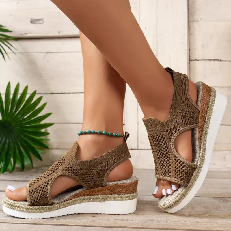 Chic Summer Mesh Wedge Sandals