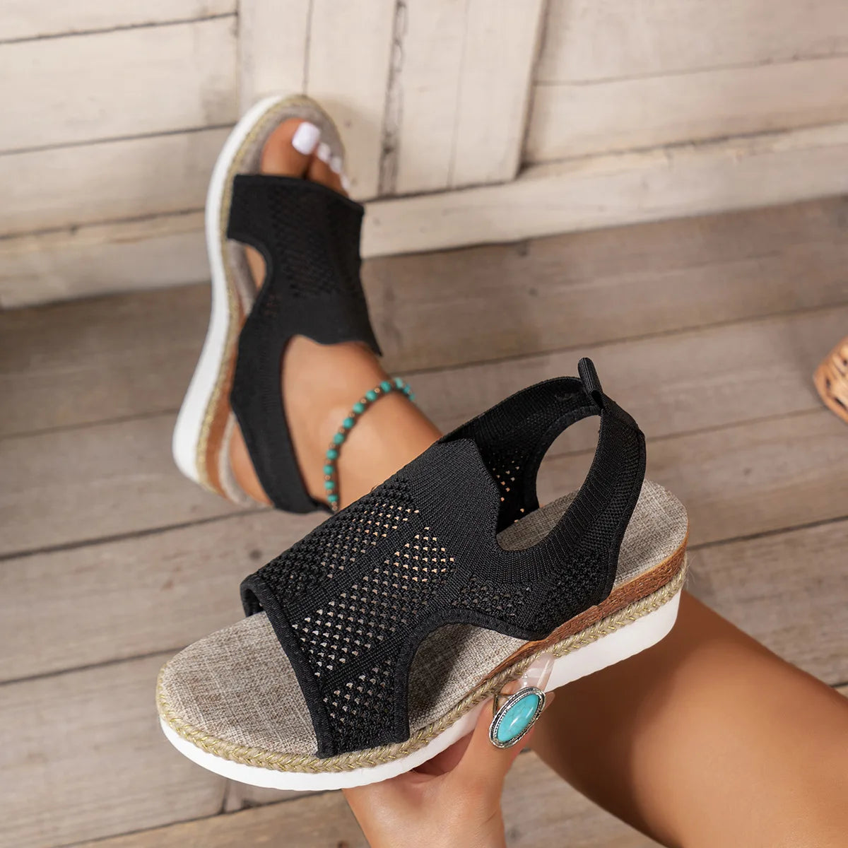 Chic Summer Mesh Wedge Sandals